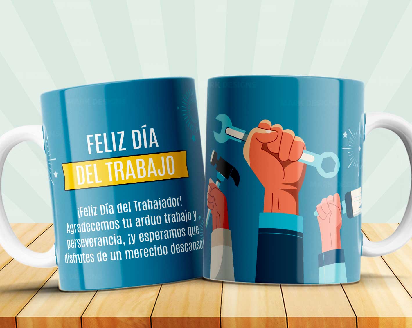 8 Tazas día del trabajador frases