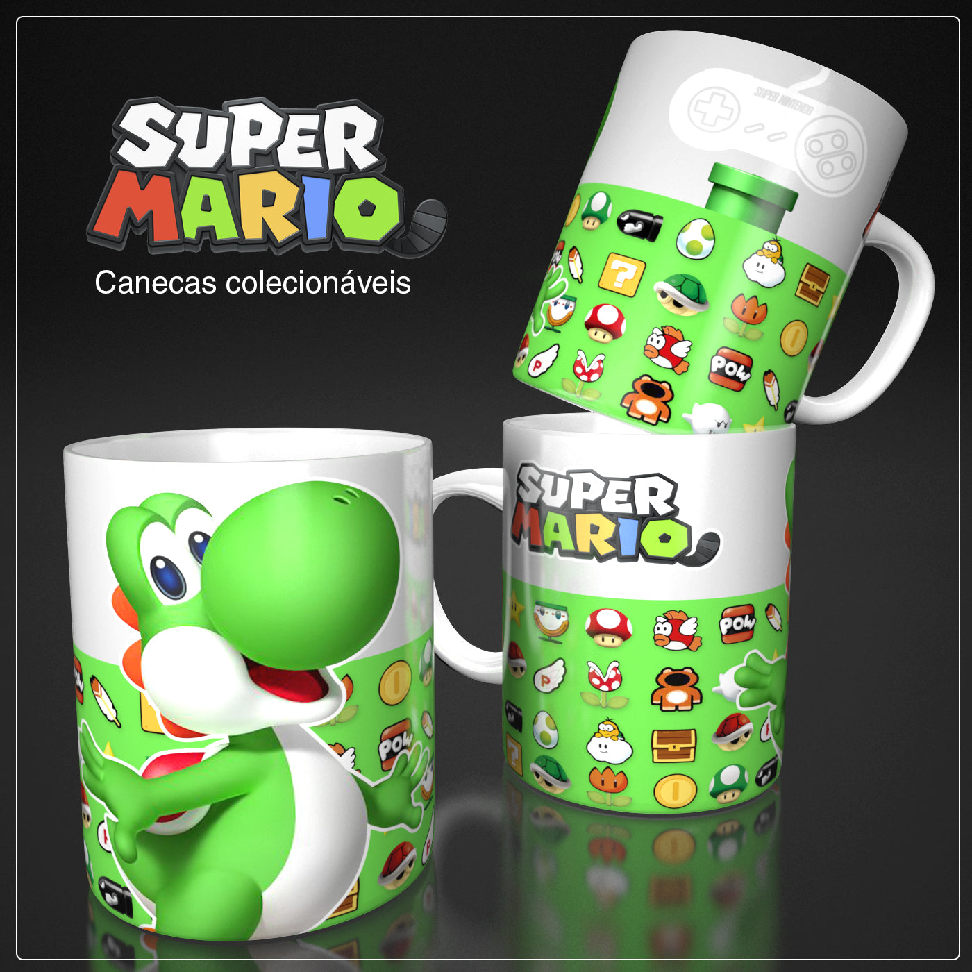 6 Tazas Mario Bros Control