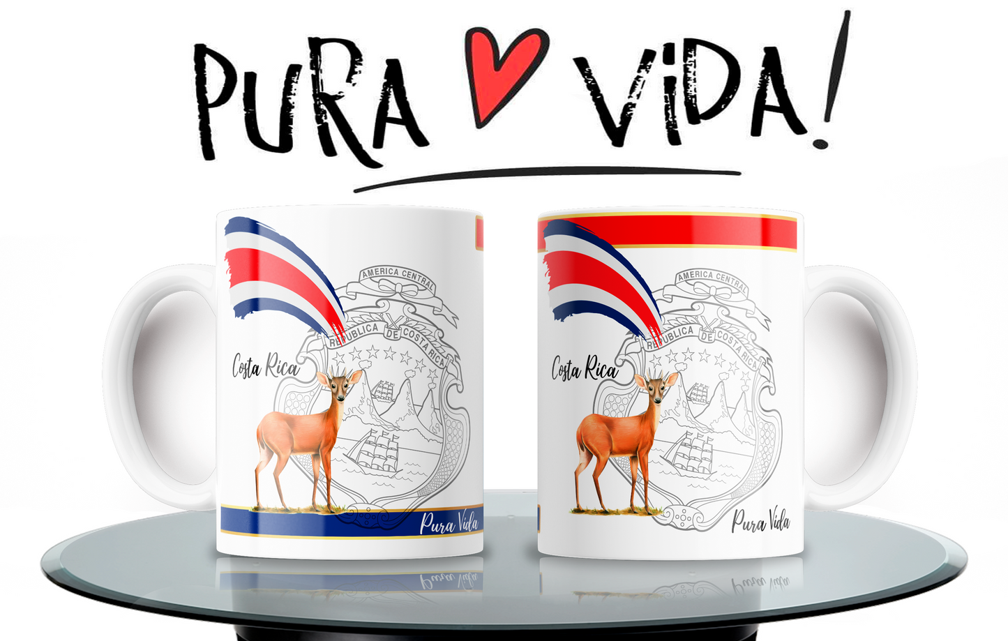 Shield & Deer Shirt + 2 Costa Rica Mugs
