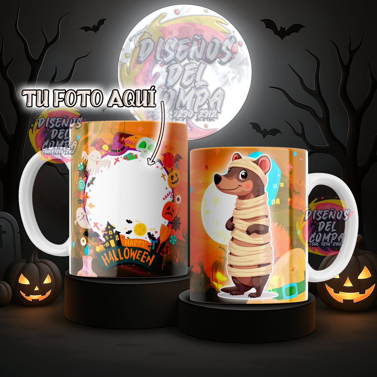 5 Halloween Mugs with Animals Costa Rica 02