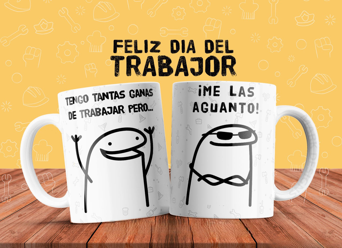 10 Tazas día del trabajador flork, simpsons, don ramon
