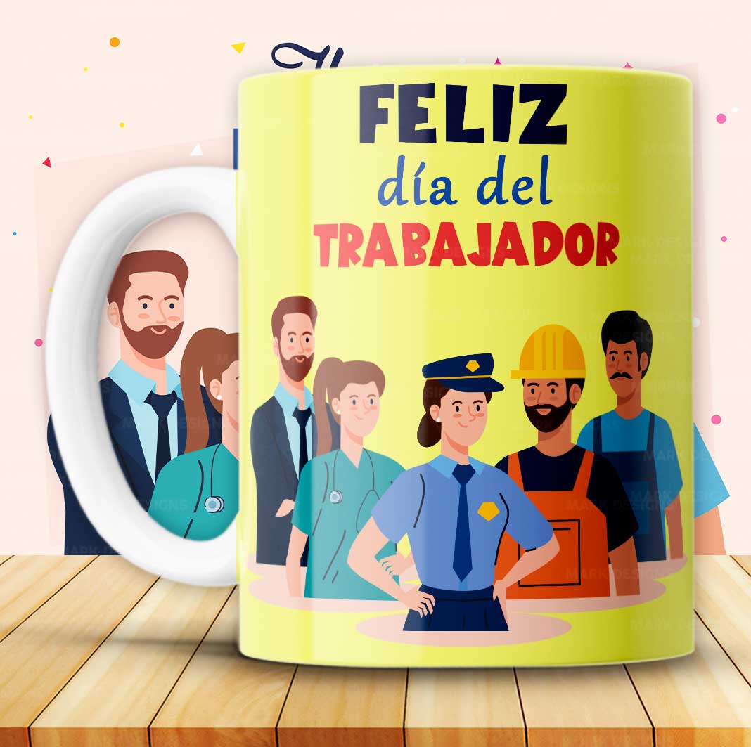 8 Tazas feliz día del trabajador