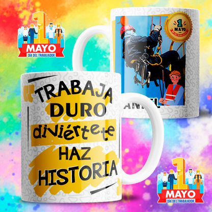 8 Tazas feliz día del trabajador con foto