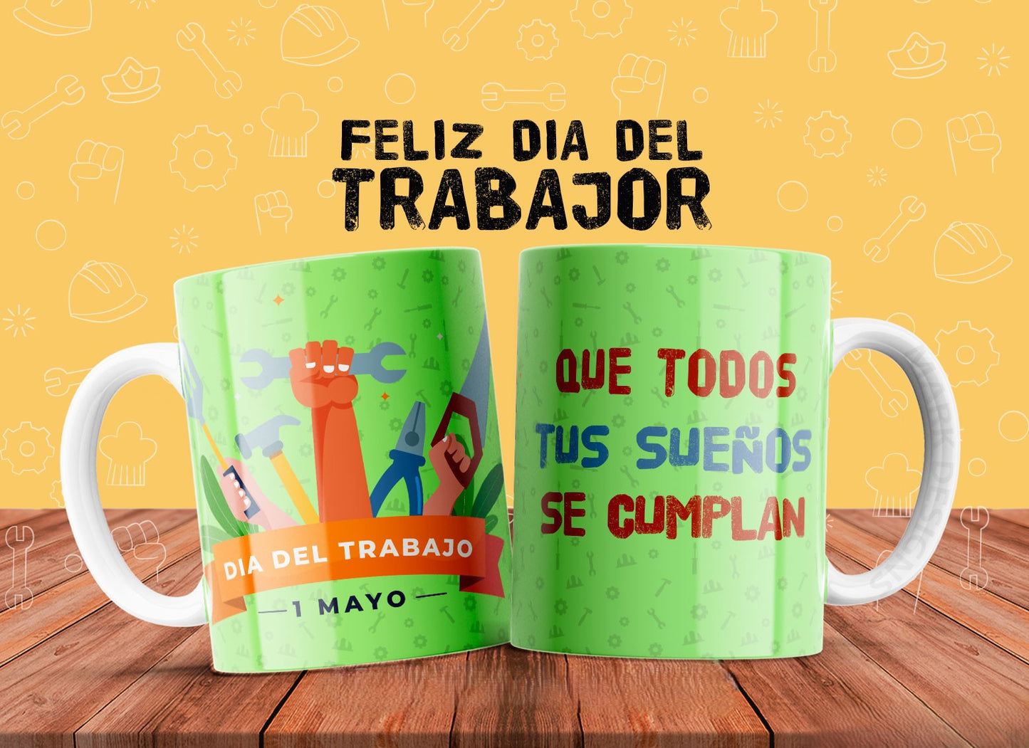 10 Tazas feliz día del trabajador