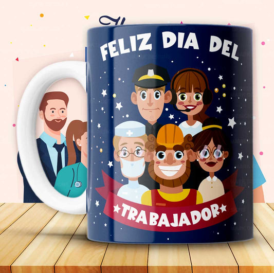 8 Tazas feliz día del trabajador