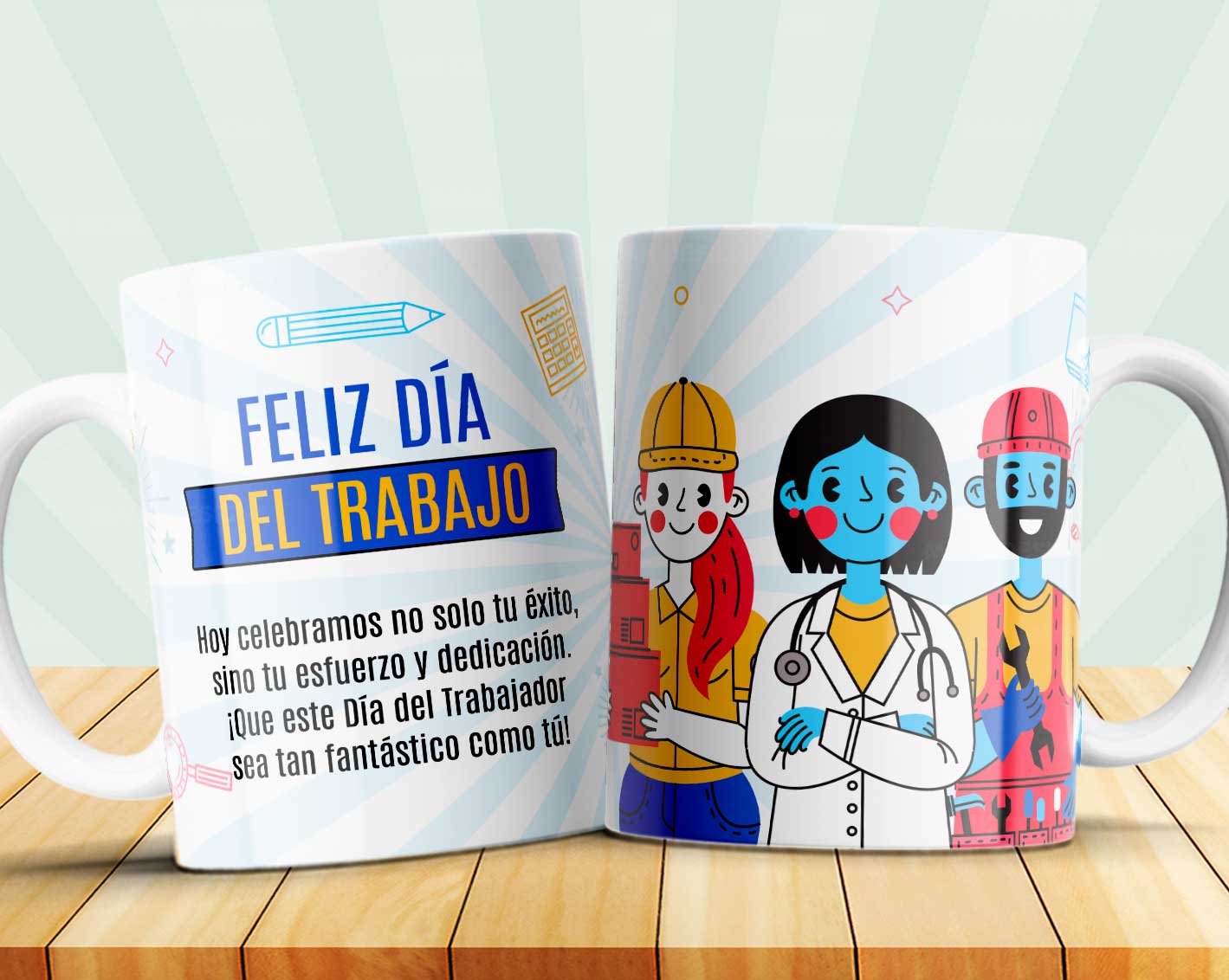 8 Tazas día del trabajador frases