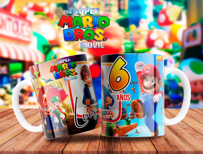 10 Tazas Mario Bros Cumpleaños con Foto