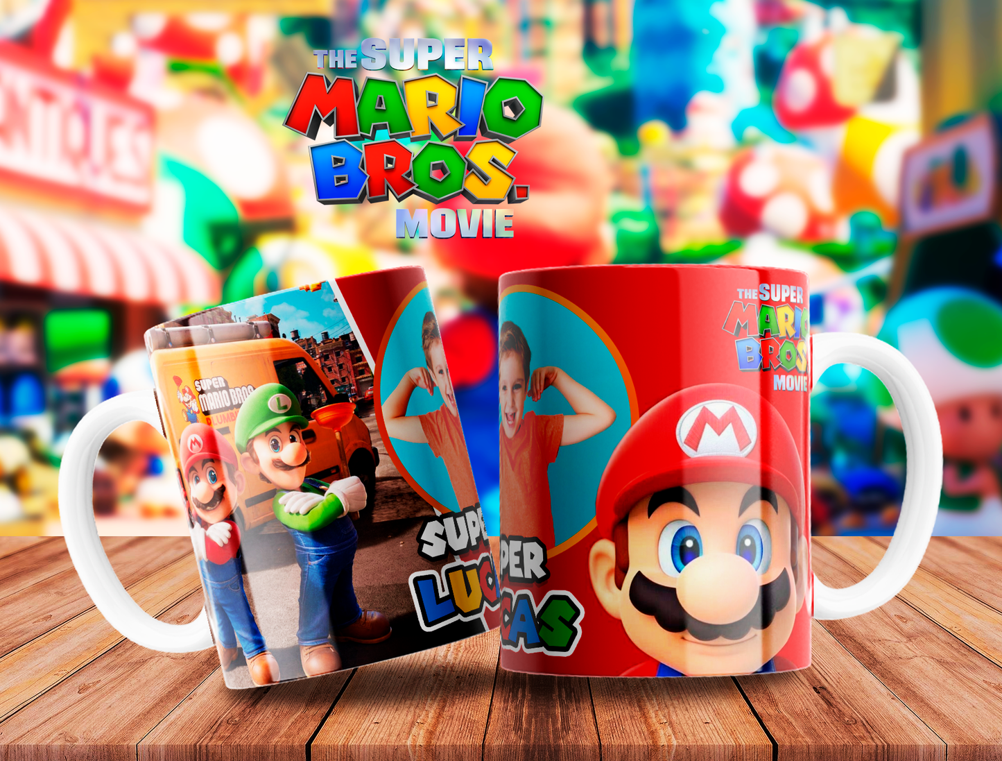 10 Tazas Mario Bros Cumpleaños con Foto