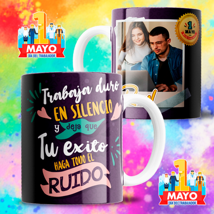 8 Tazas feliz día del trabajador con foto