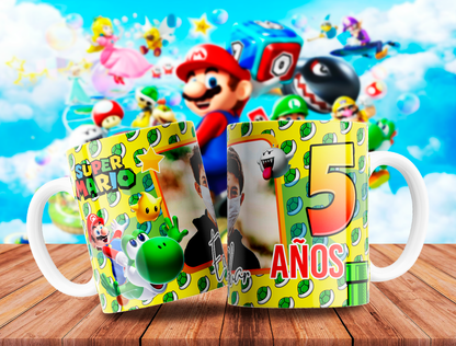 10 Tazas Mario Cumpleaños