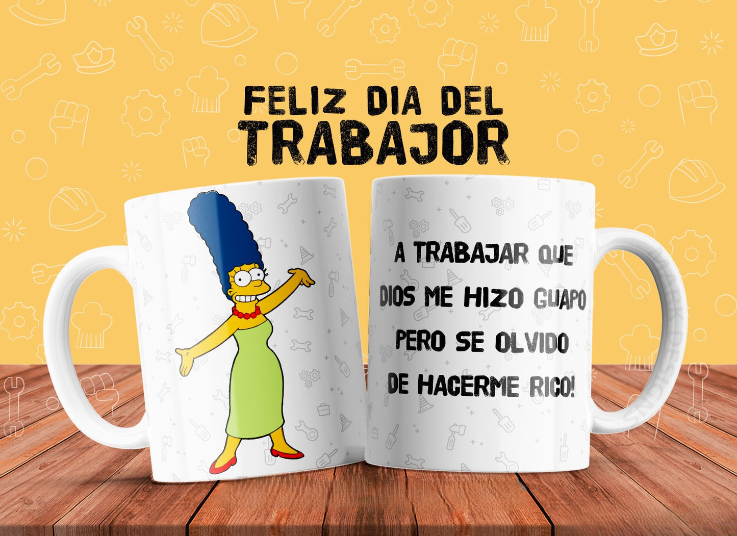 10 Tazas día del trabajador flork, simpsons, don ramon