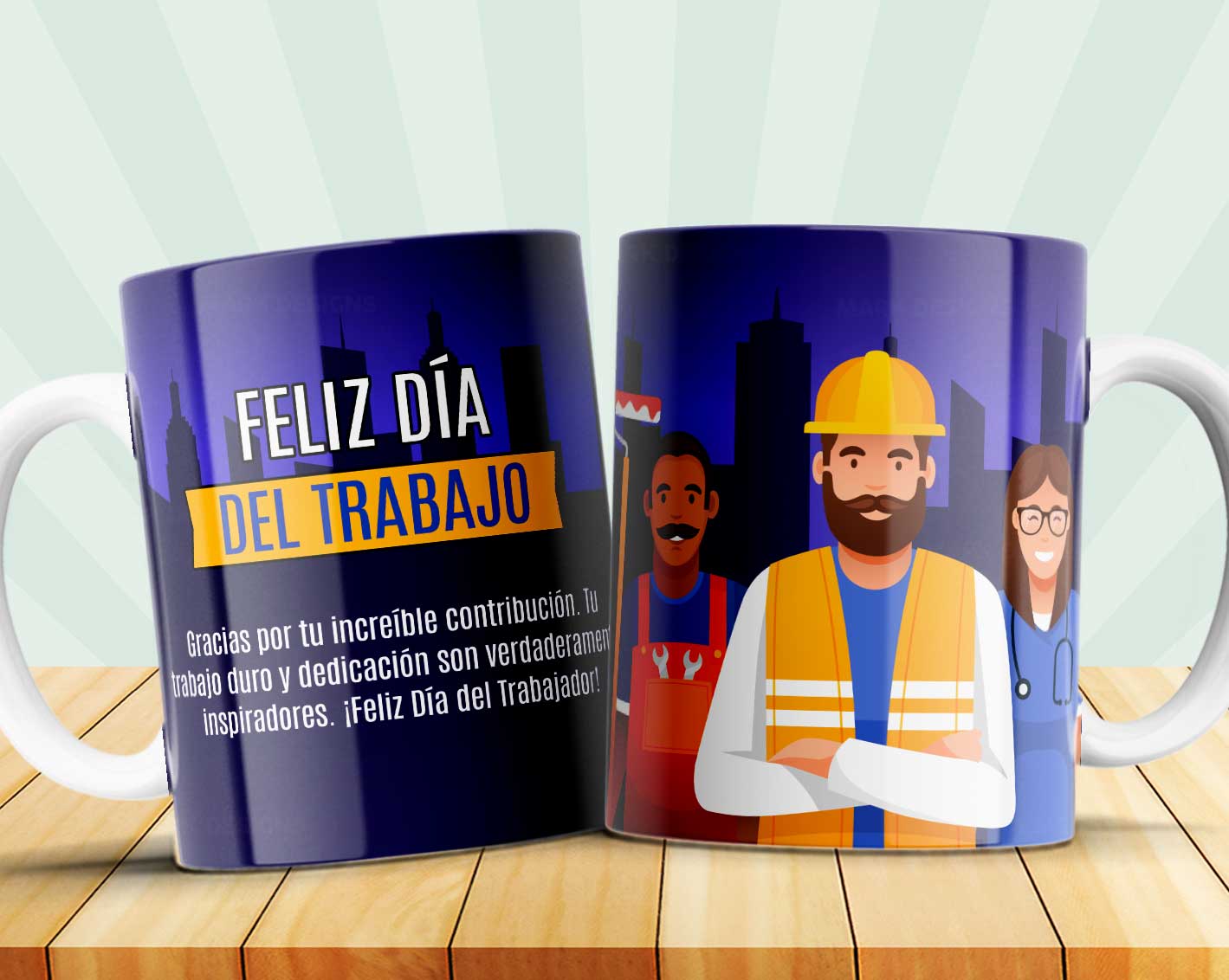 8 Tazas día del trabajador frases