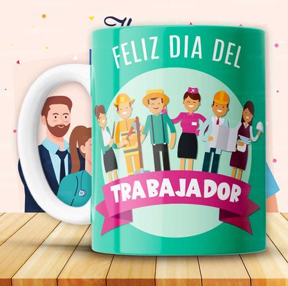 8 Tazas feliz día del trabajador
