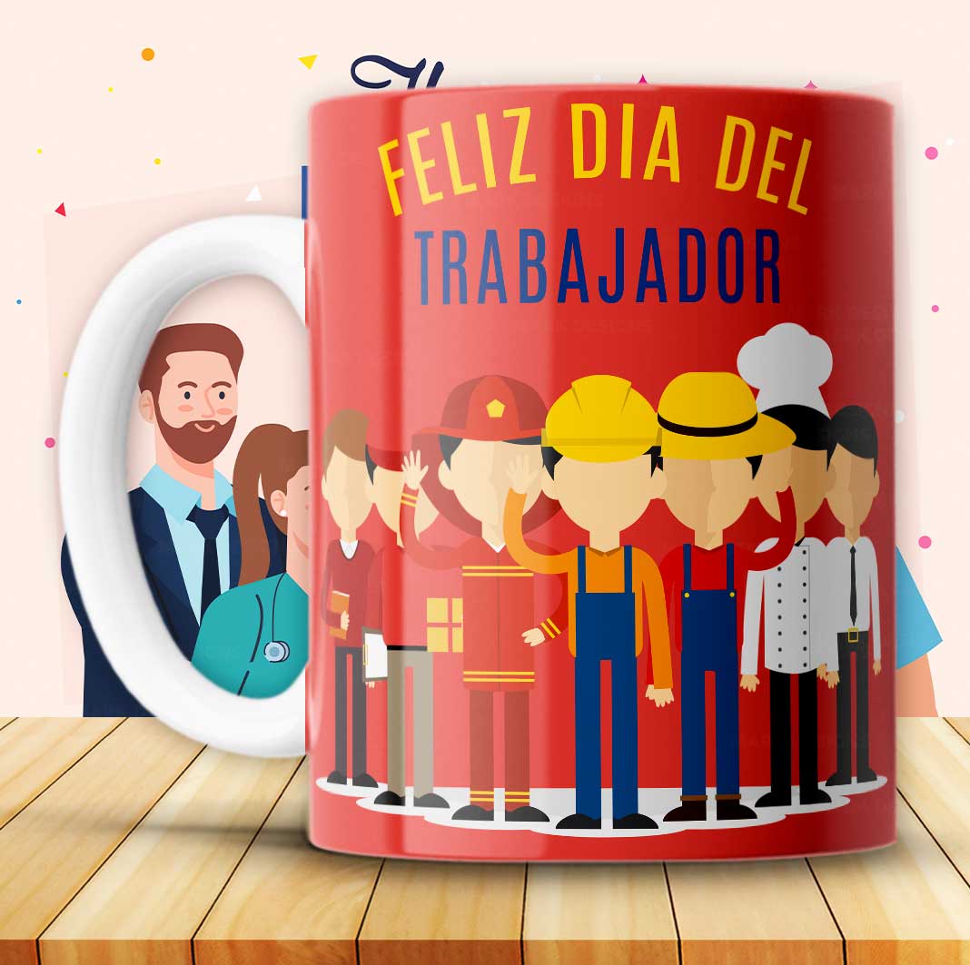 8 Tazas feliz día del trabajador