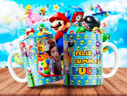 10 Tazas Mario Cumpleaños