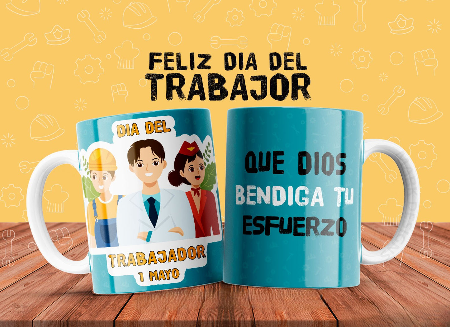 10 Tazas feliz día del trabajador