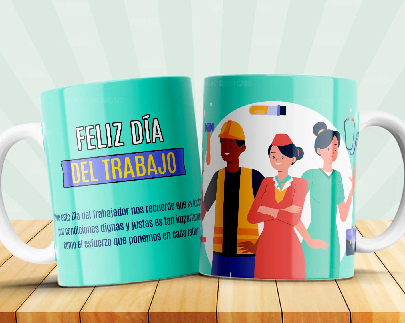 8 Tazas día del trabajador frases