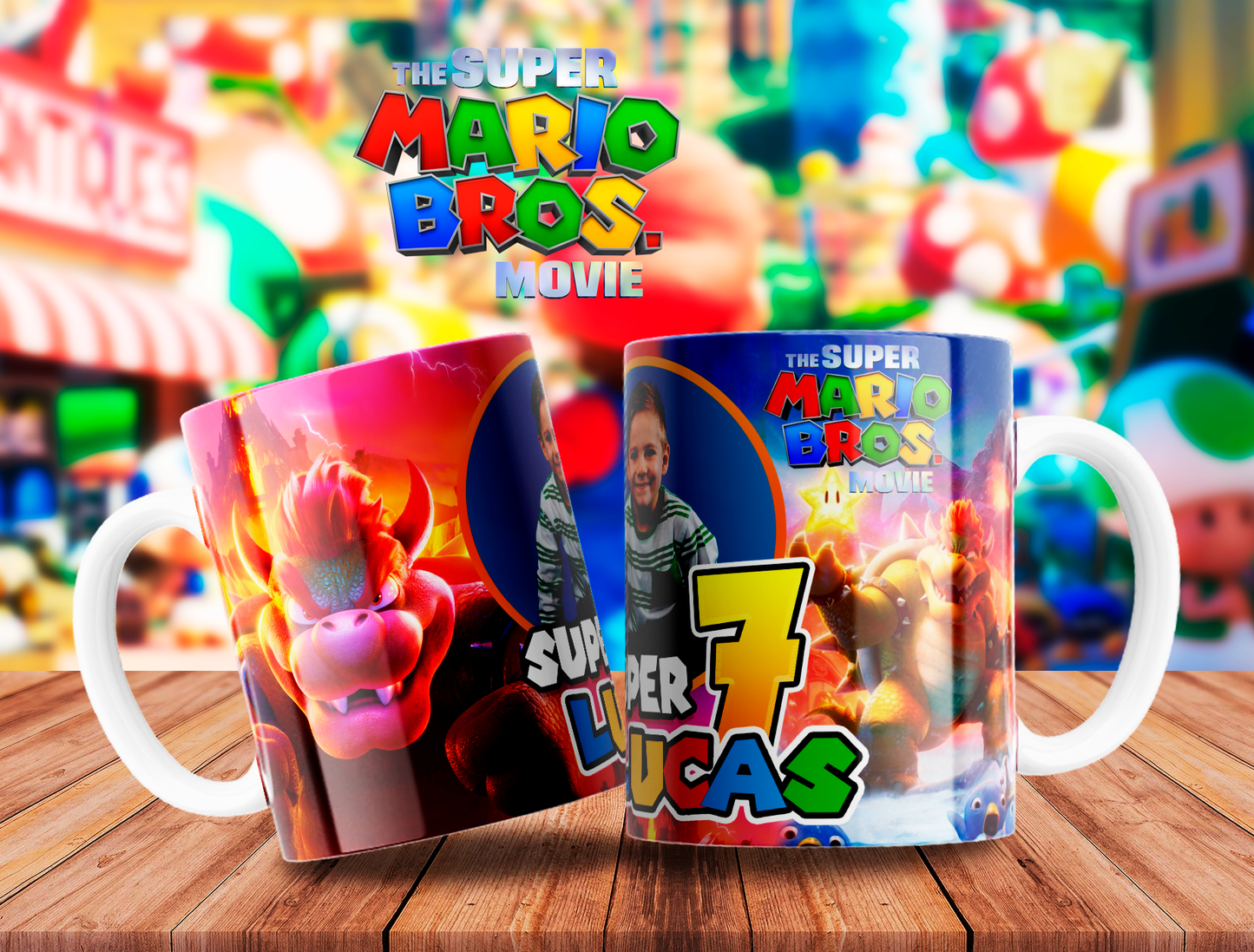 10 Tazas Mario Bros Cumpleaños con Foto