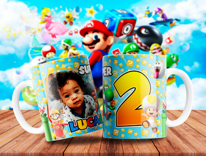 10 Tazas Mario Cumpleaños