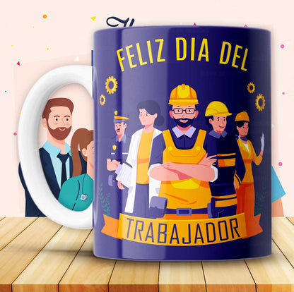 8 Tazas feliz día del trabajador