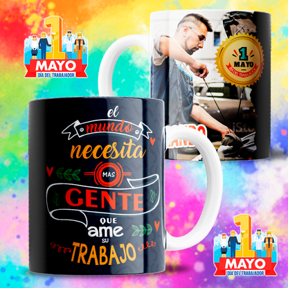 8 Tazas feliz día del trabajador con foto