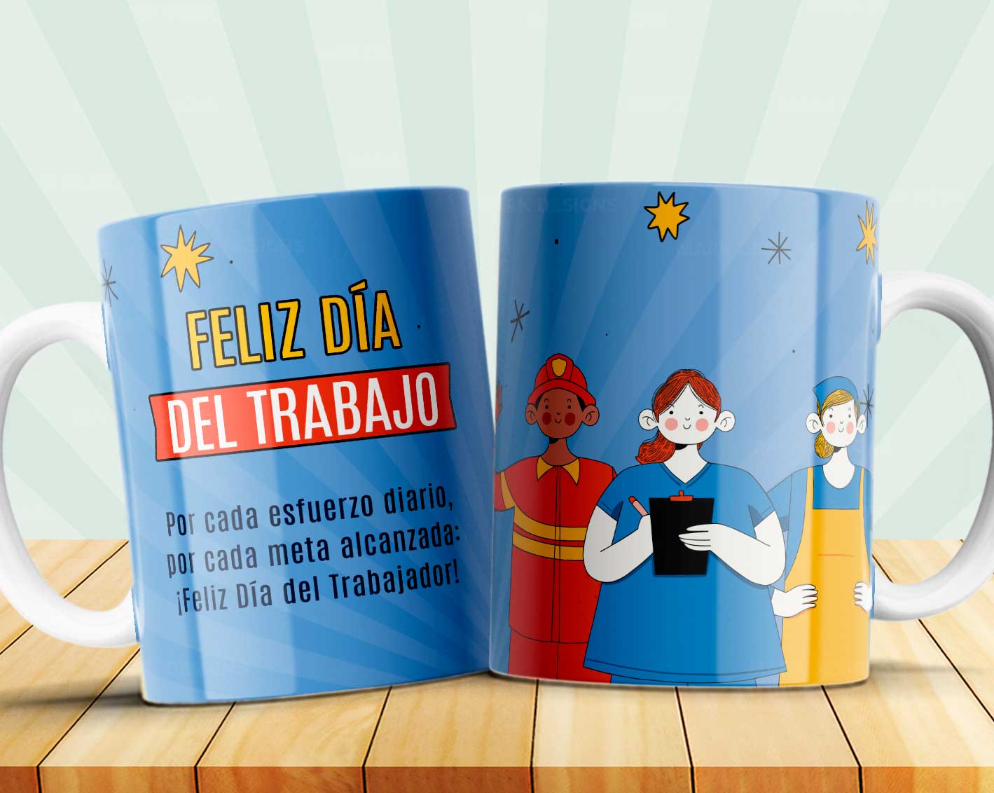 8 Tazas día del trabajador frases