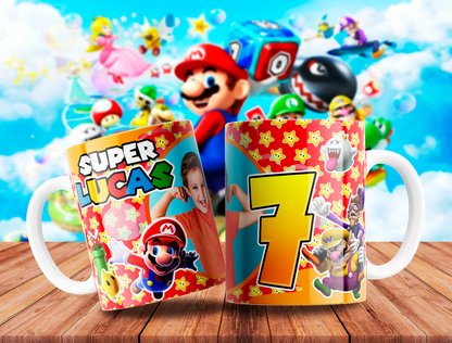 10 Tazas Mario Cumpleaños