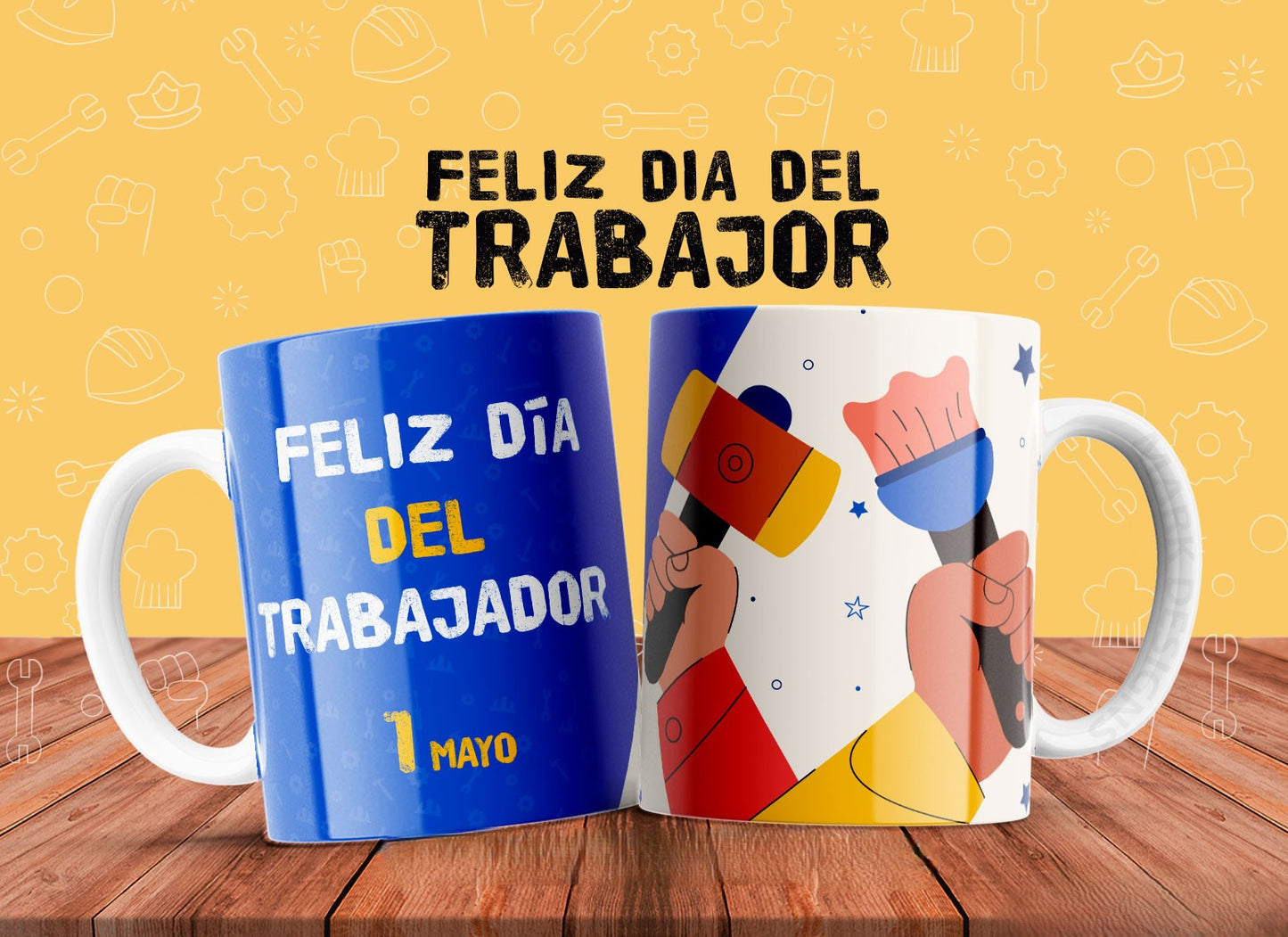10 Tazas feliz día del trabajador