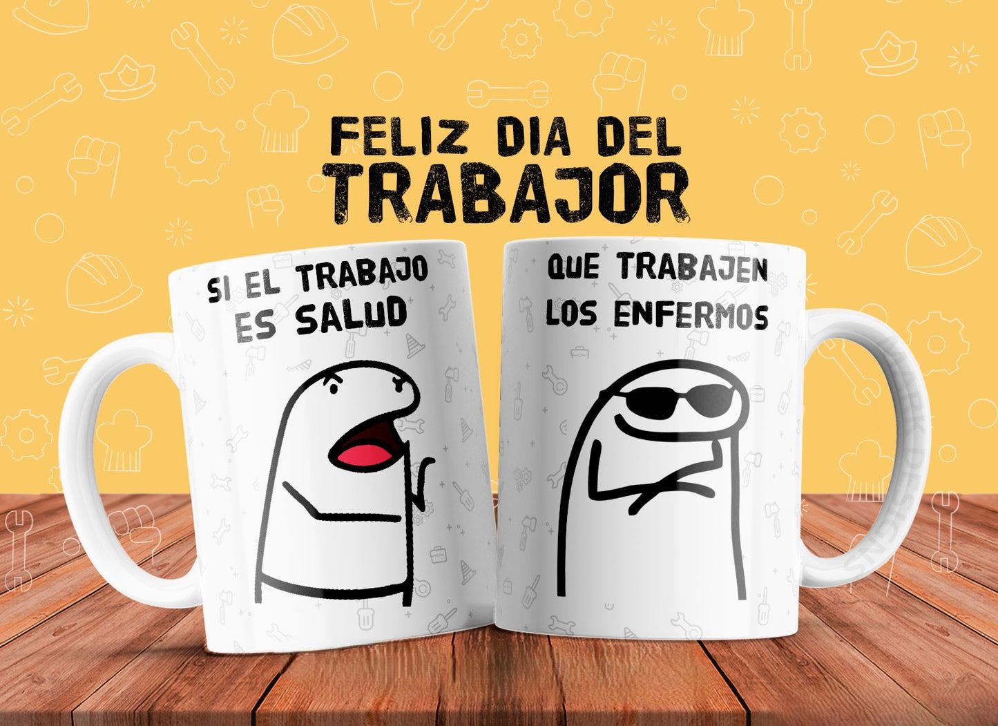 10 Tazas día del trabajador flork, simpsons, don ramon