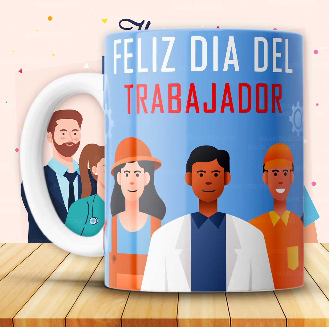 8 Tazas feliz día del trabajador