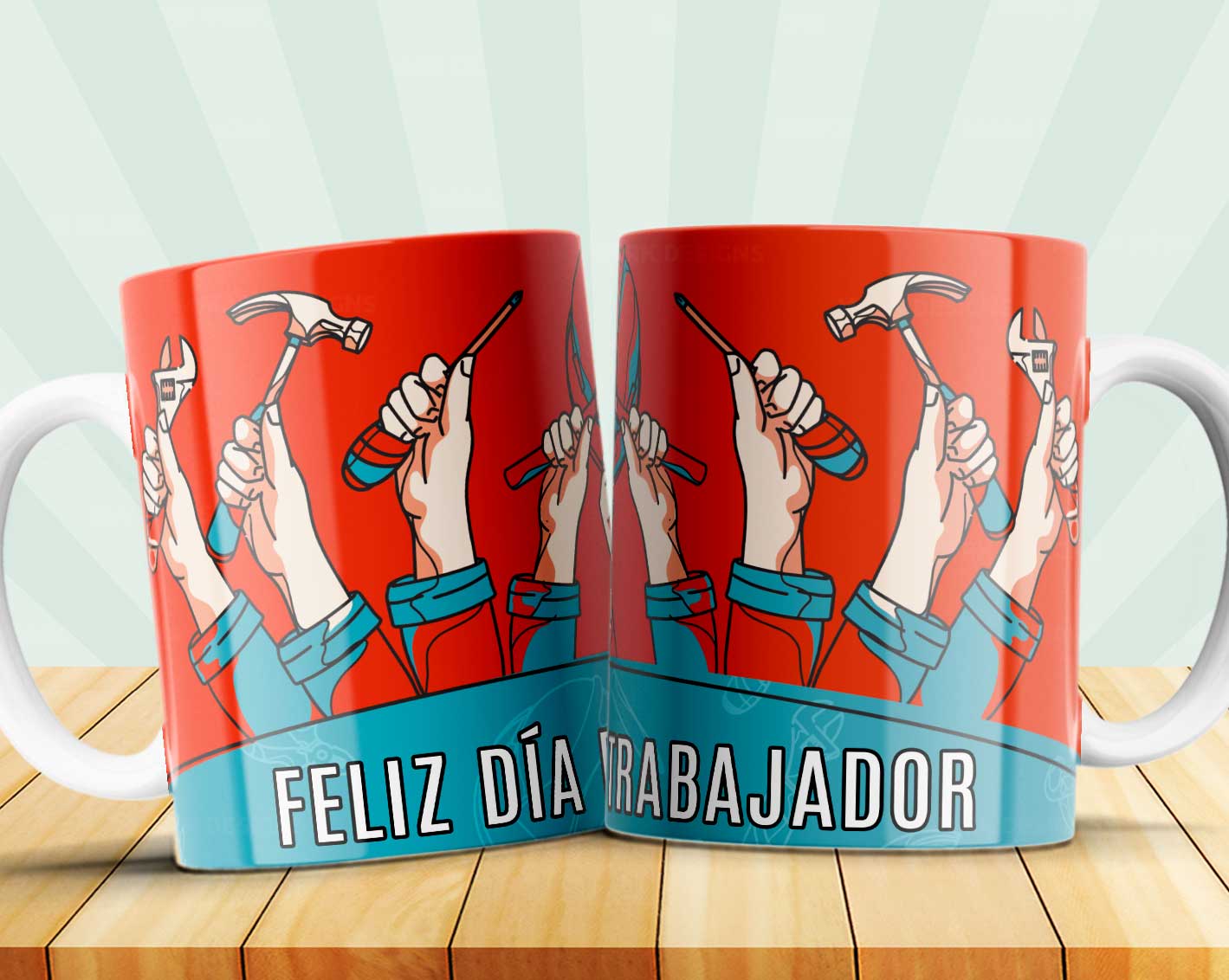 8 Tazas día del trabajador frases