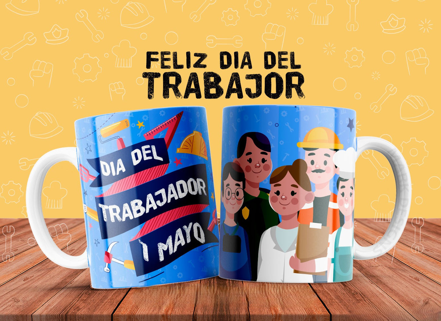 10 Tazas feliz día del trabajador