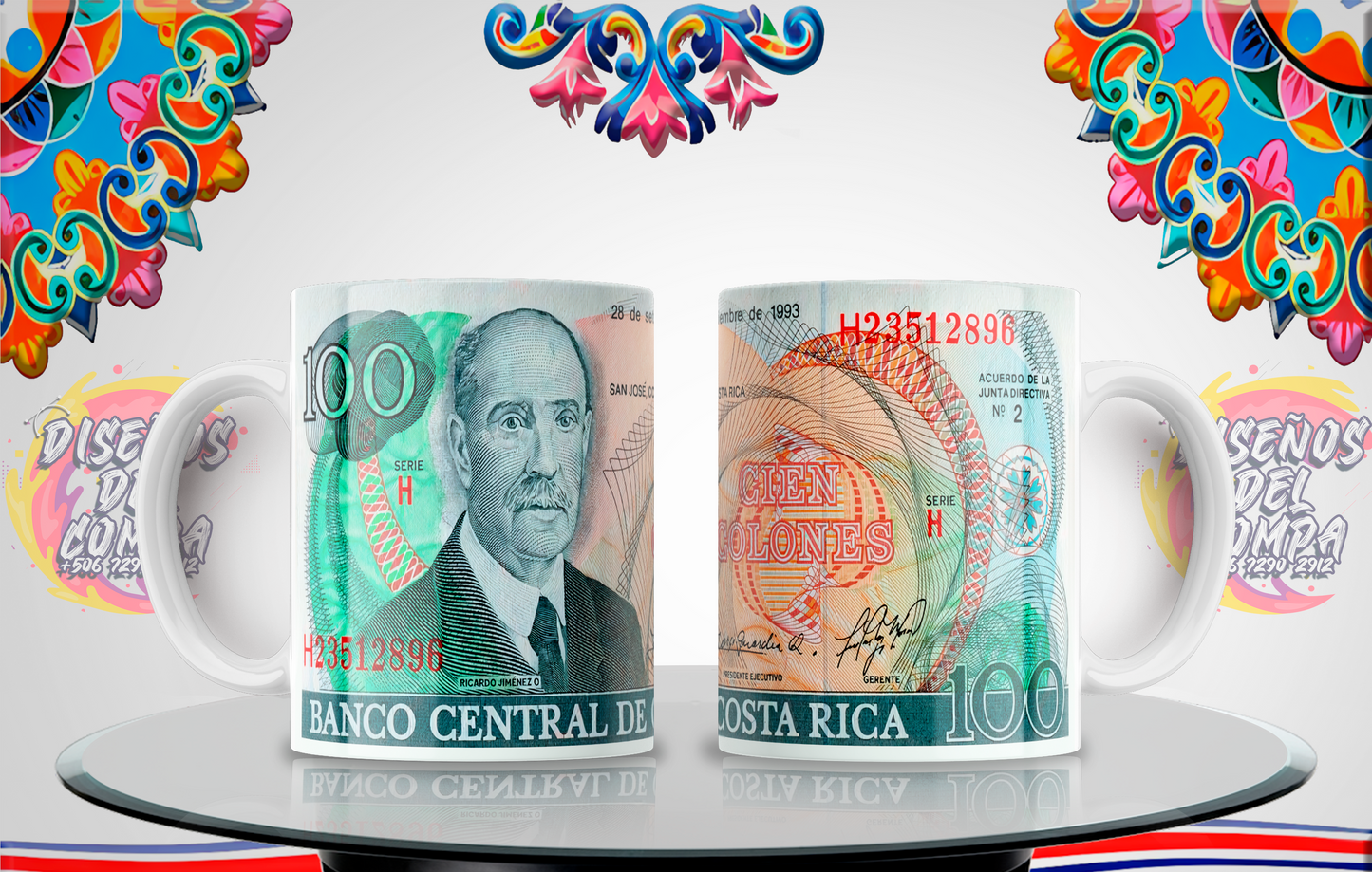 Cups, Old Banknotes, Costa Rica