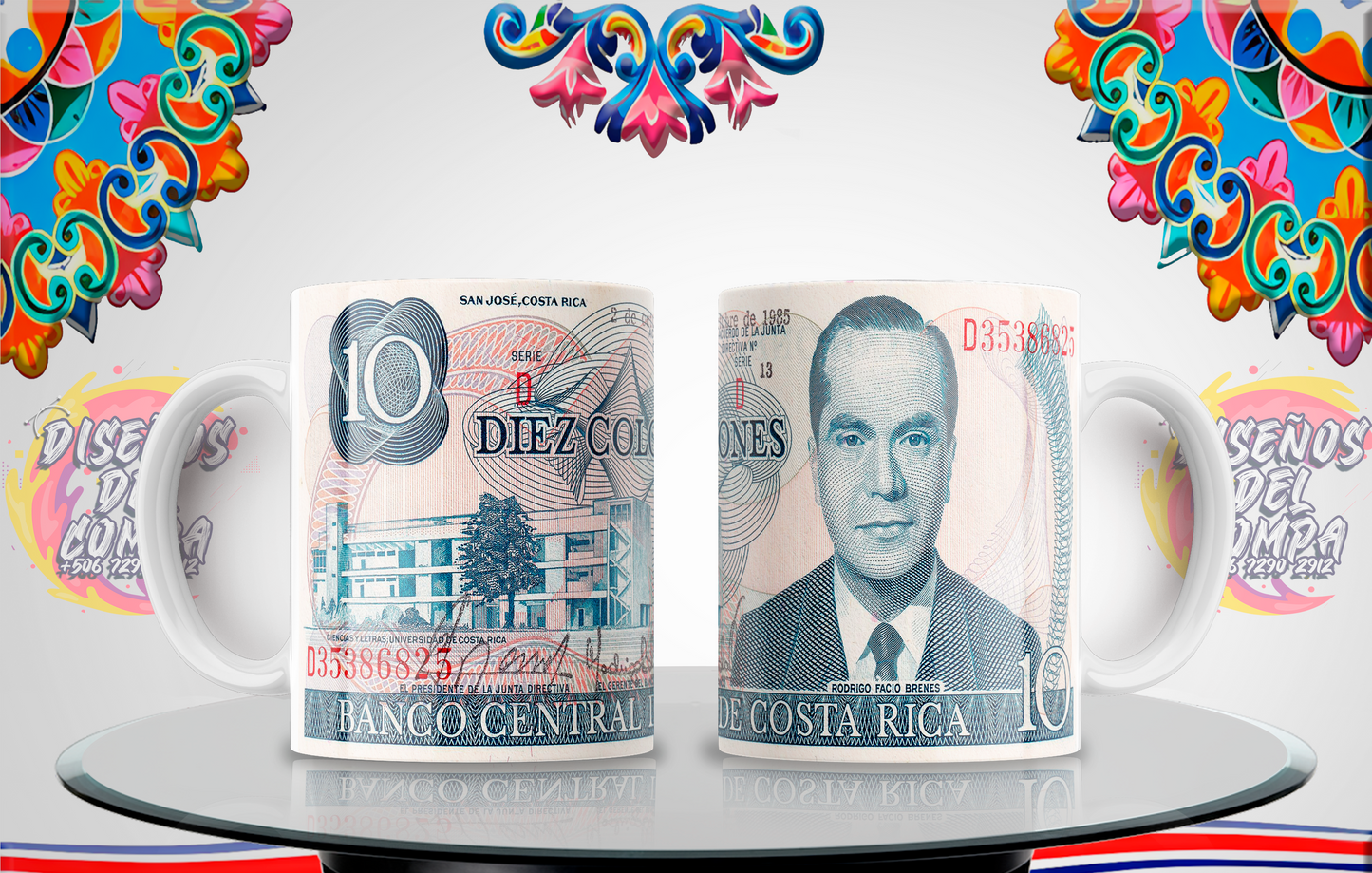 Cups, Old Banknotes, Costa Rica