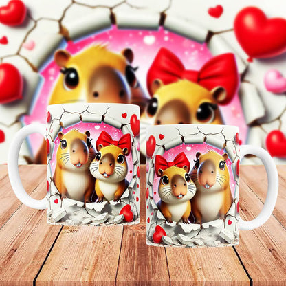 20 Tazas Capibara Amor 3D
