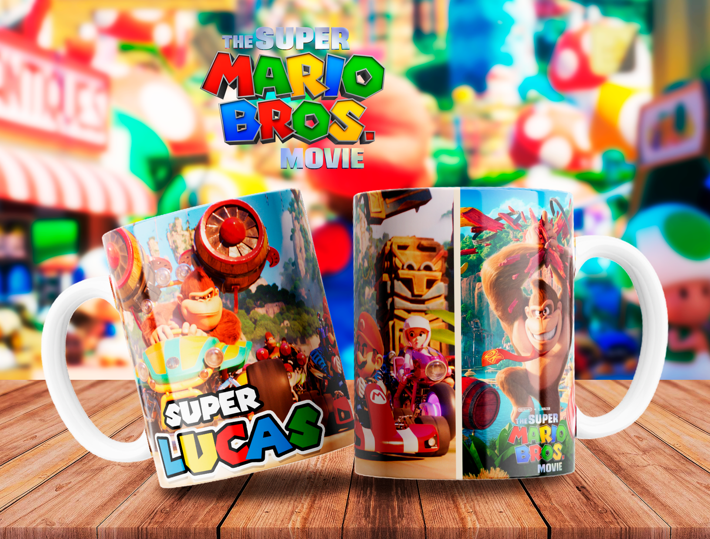 10 Tazas Mario Bros Cumpleaños con Foto