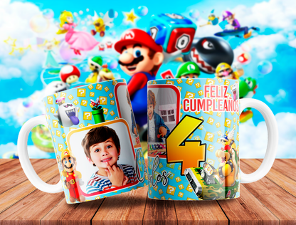 10 Tazas Mario Cumpleaños