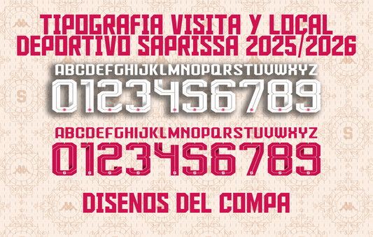 Tipografía Local y Visita 24/25 Deportivo Saprissa