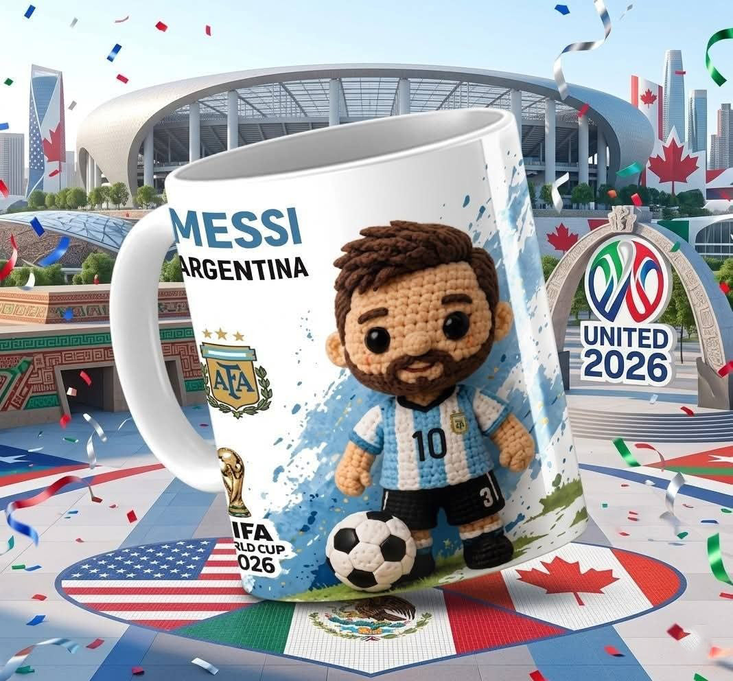 15 Tazas Jugadores Crochet Mundial