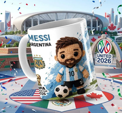15 Tazas Jugadores Crochet Mundial