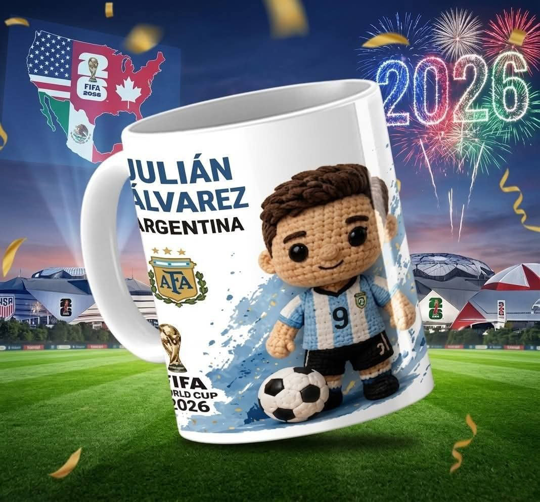 15 Tazas Jugadores Crochet Mundial