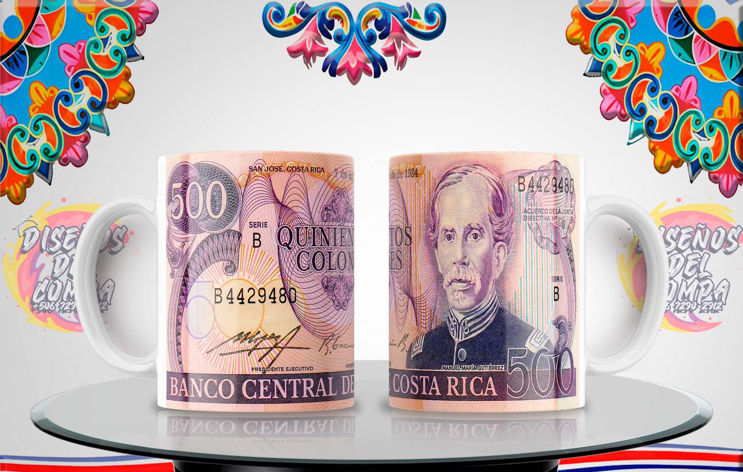 Cups, Old Banknotes, Costa Rica