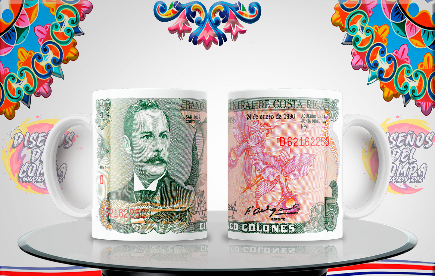 Cups, Old Banknotes, Costa Rica