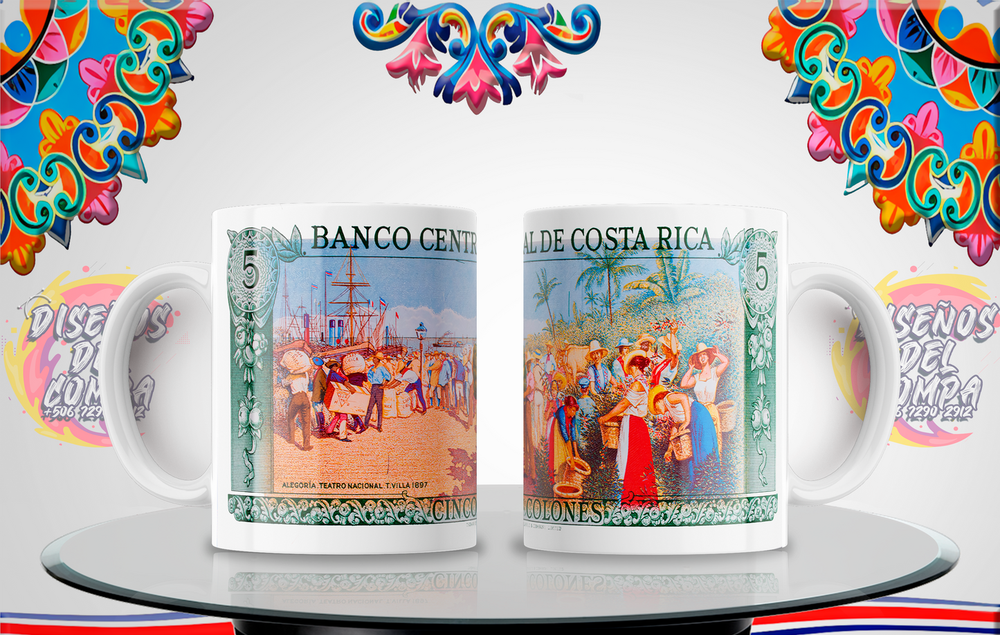 Cups, Old Banknotes, Costa Rica