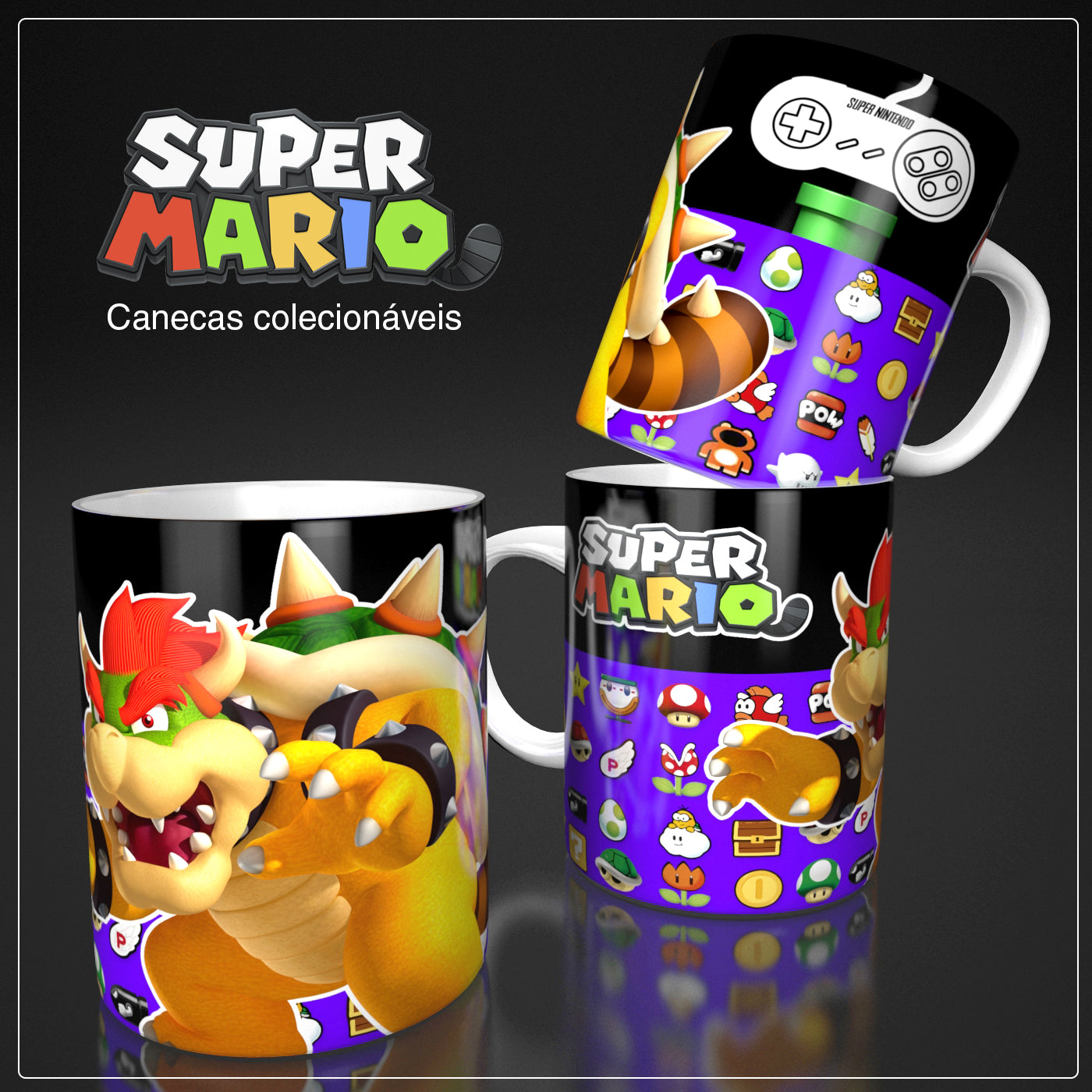 6 Tazas Mario Bros Control