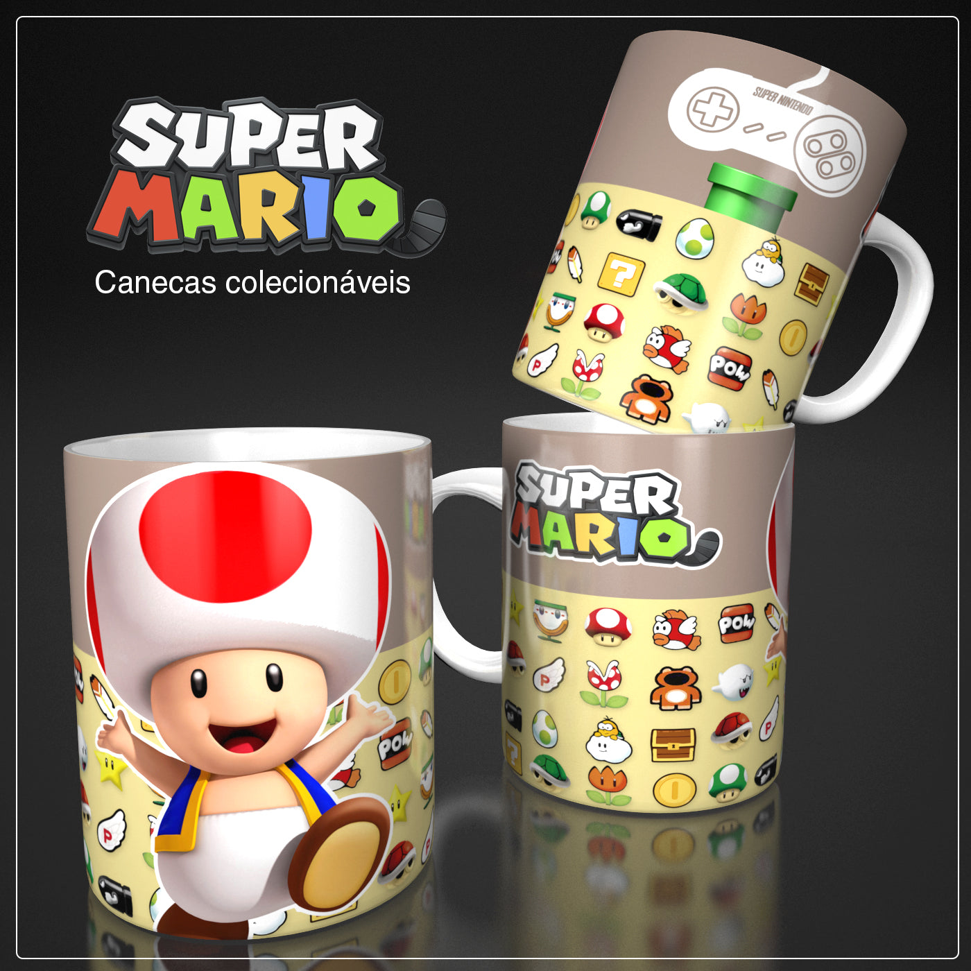 6 Tazas Mario Bros Control