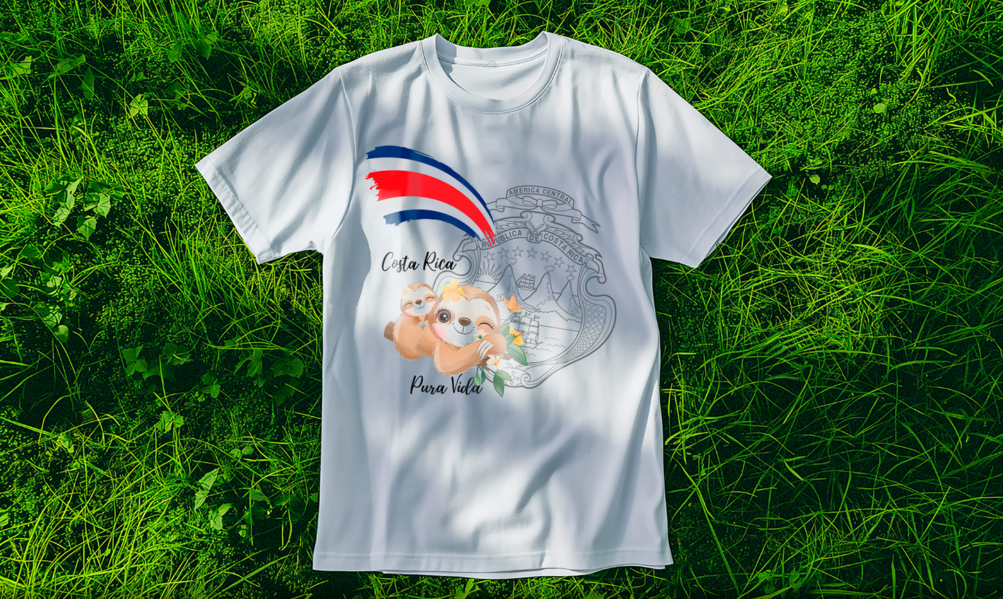 Costa Rica Shield & Sloth Shirt + 2 Mugs