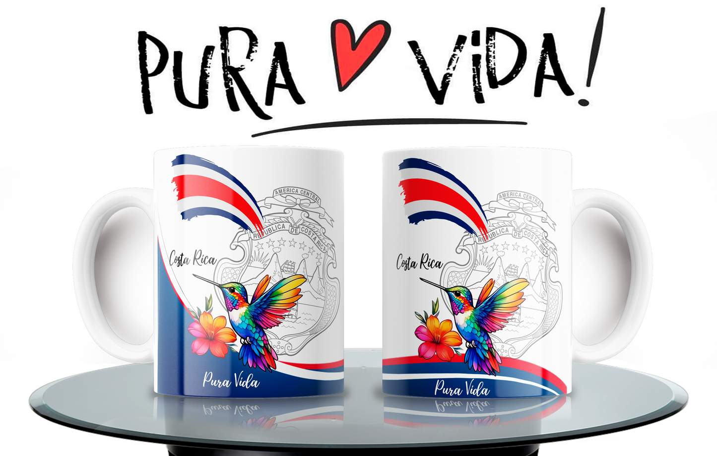 Shield & Hummingbird Shirt + 2 Costa Rica Mugs