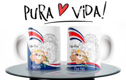 Costa Rica Shield & Sloth Shirt + 2 Mugs