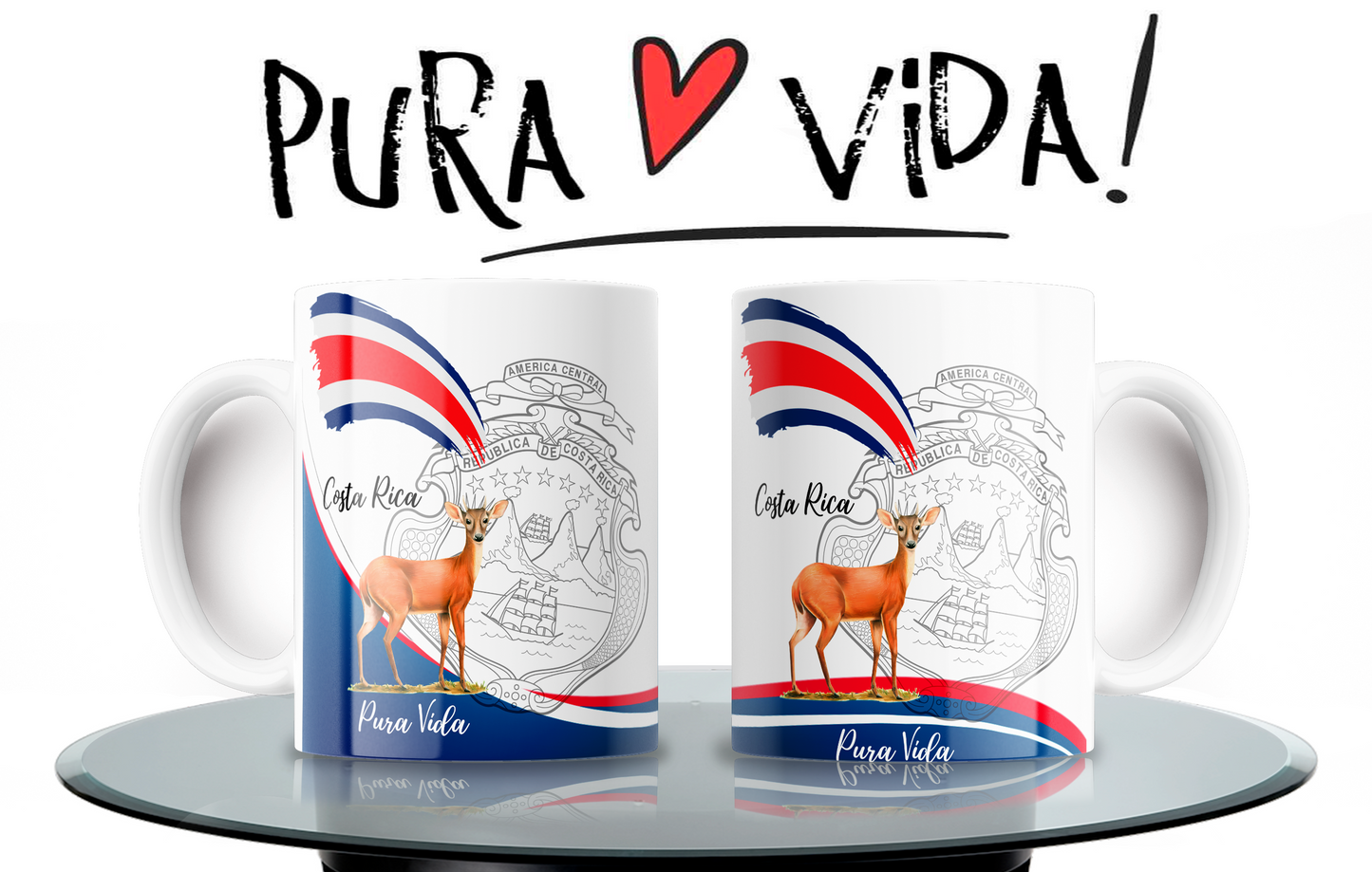 Shield & Deer Shirt + 2 Costa Rica Mugs